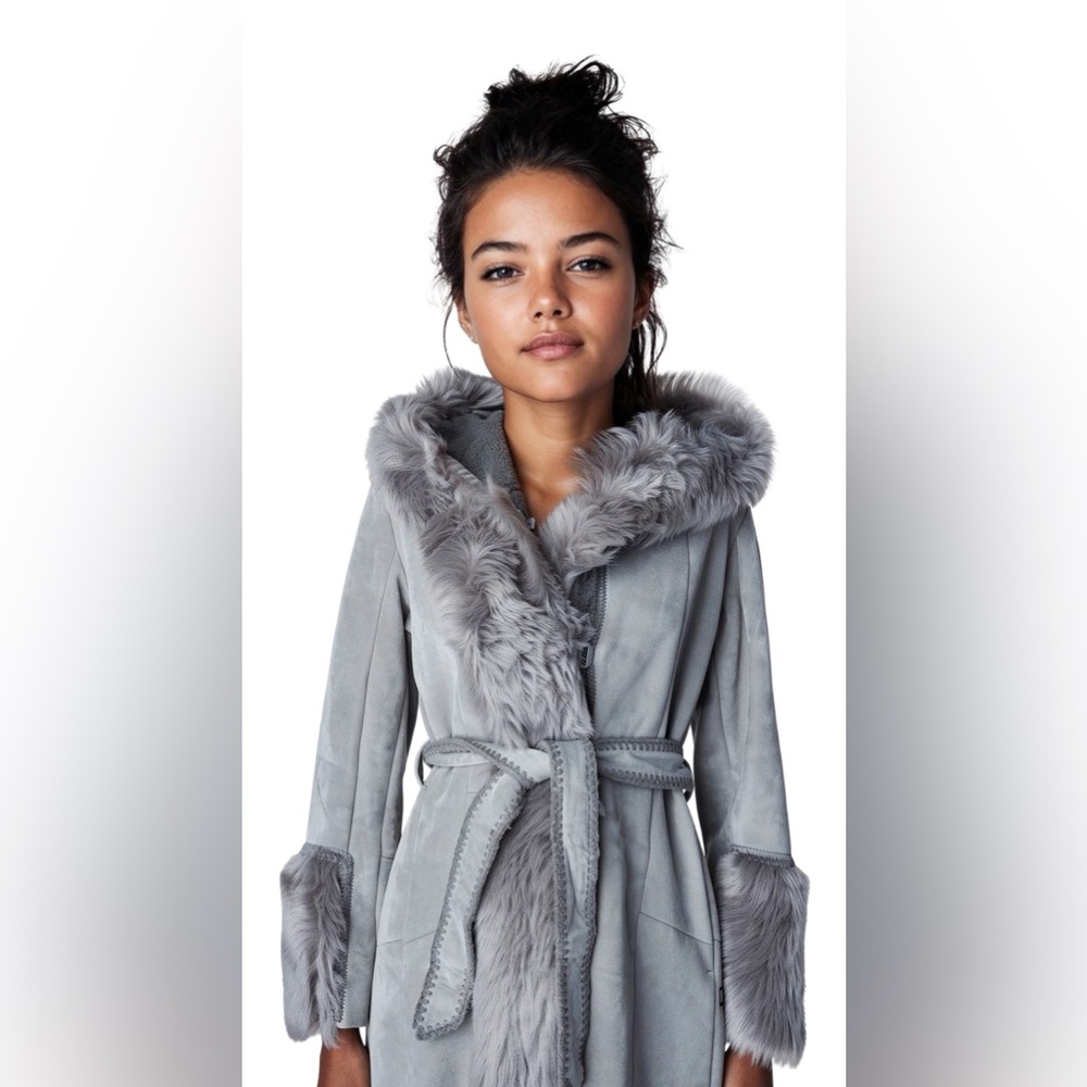 Rossi Hooded Tuscan Shearling With Cashmere Knit (Size 8)